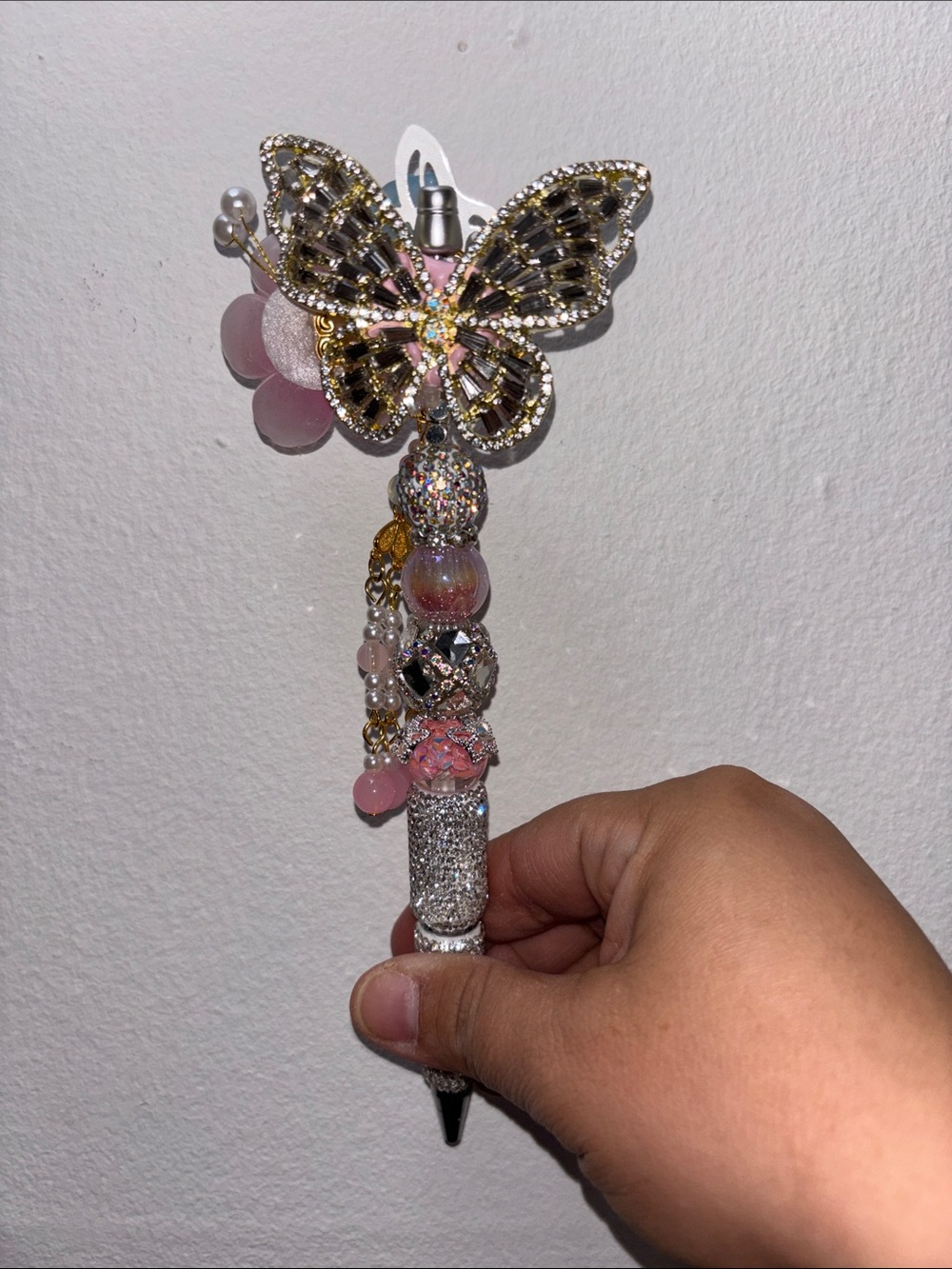 Crystal Butterfly Decorative Ballpoint Pen - Pink